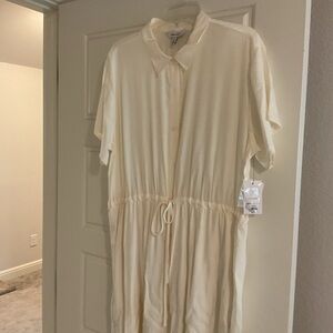 Cream Button-Up Dress